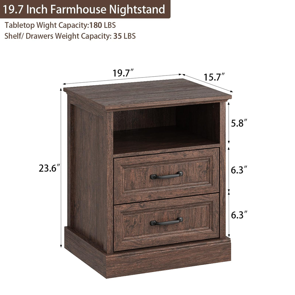 Brown 2 Drawer Nightstand Set of 2 E674247