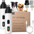 Electric Dog Nail Grinder & Trimmer Rechargeable Quiet Low Vibration Pet Grooming Tool with LED Light 2Pcs N833