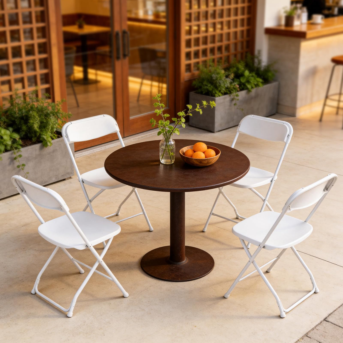 White 10 Pack Plastic Folding Chairs with Metal Frame J151933