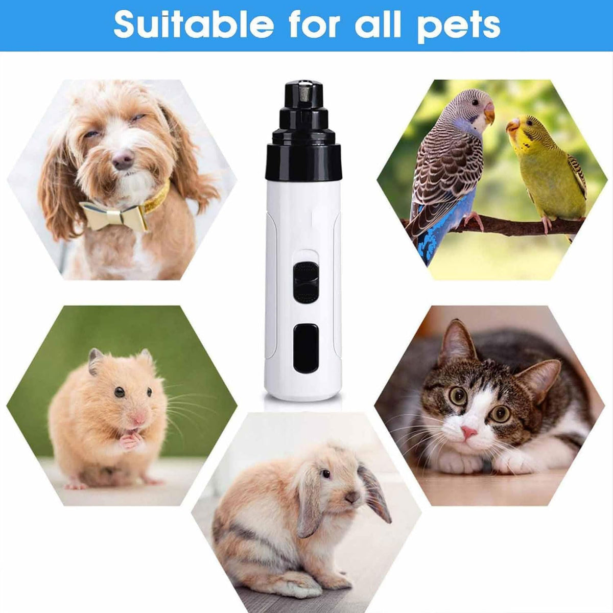 Electric Dog Nail Grinder & Trimmer Rechargeable Quiet Low Vibration Pet Grooming Tool with LED Light 2Pcs N833