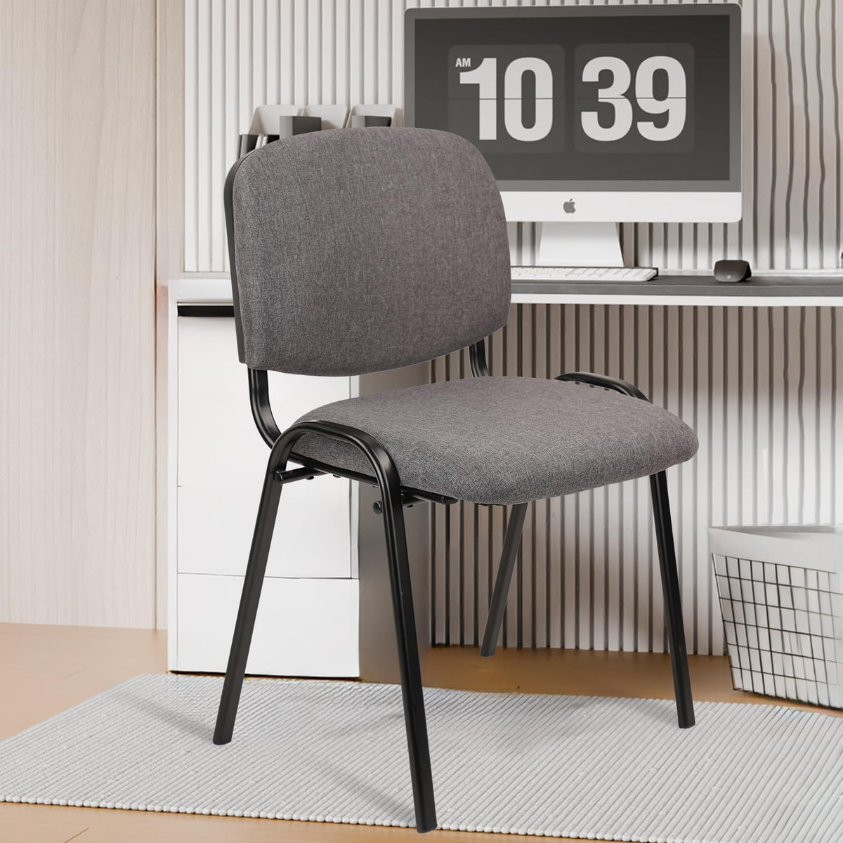 Set of 5 Grey Fabric Stackable Chairs Metal Frame K75871