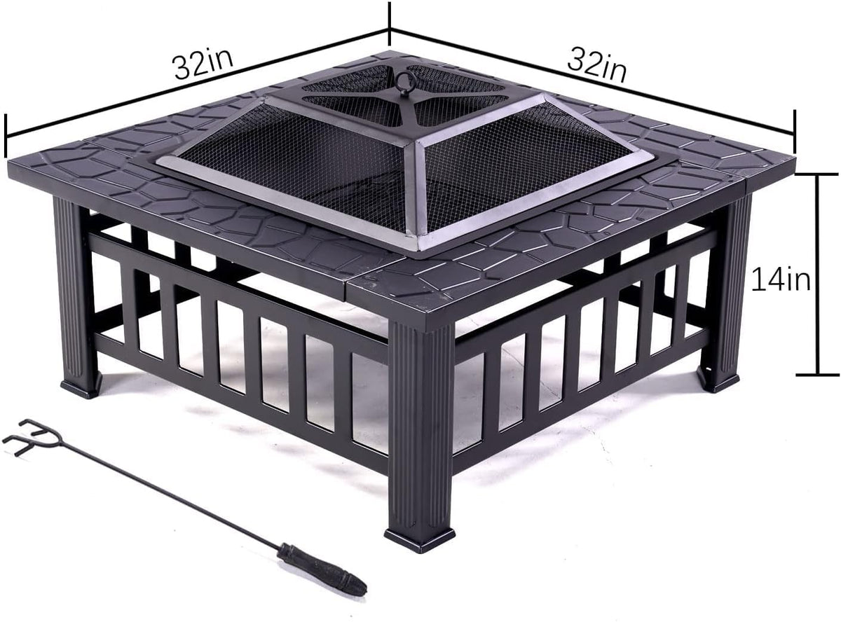 32'' Black Wood Burning Outdoor Fire Pit C888