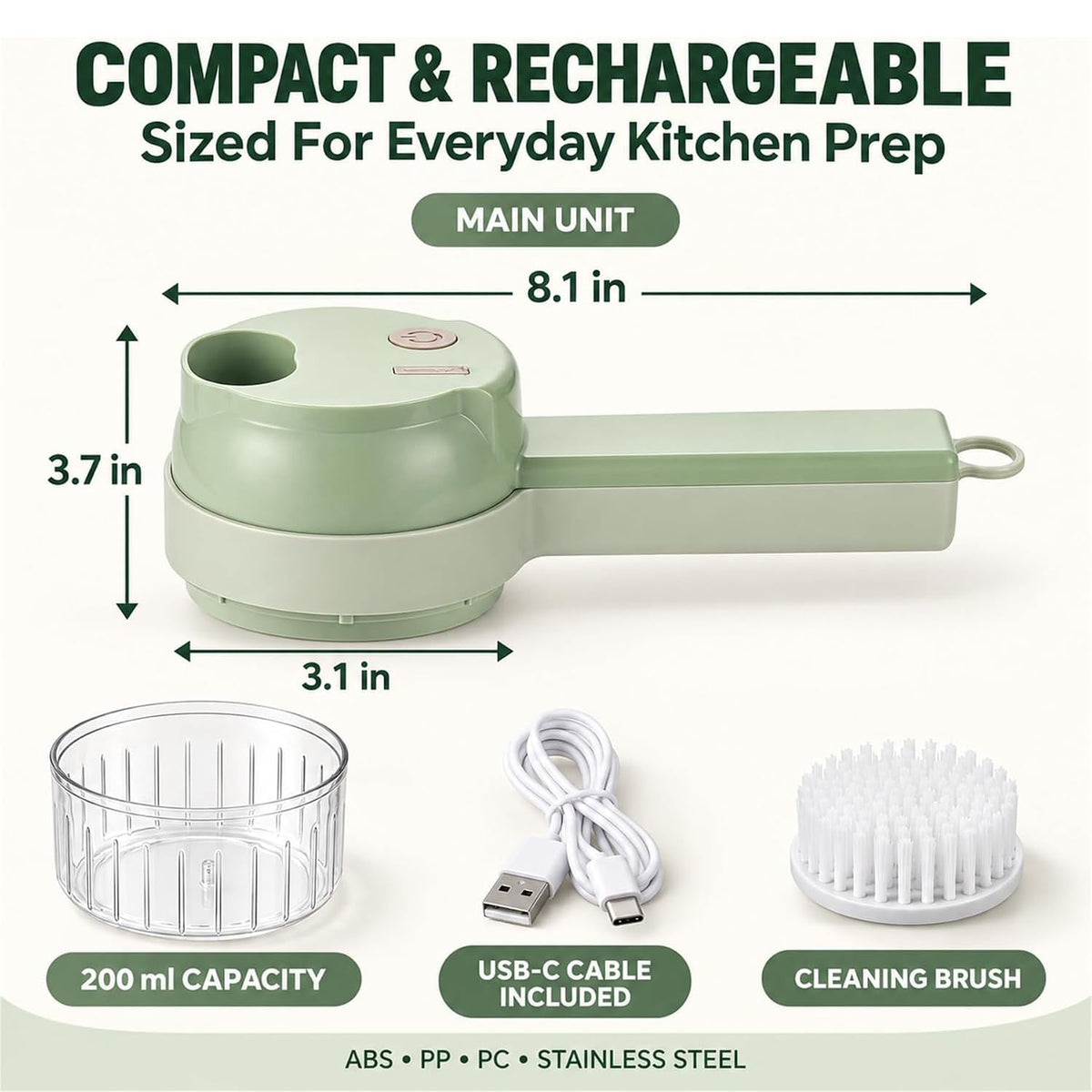 5-in-1 Wireless Electric Vegetable Chopper D9277