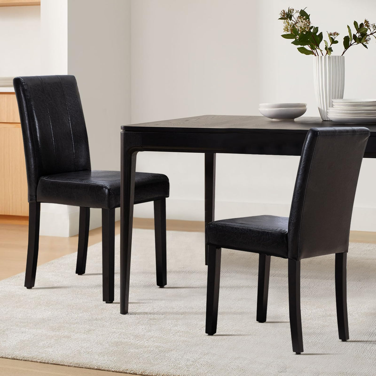 Black PU Leather Dining Chairs Set of 4 X9528