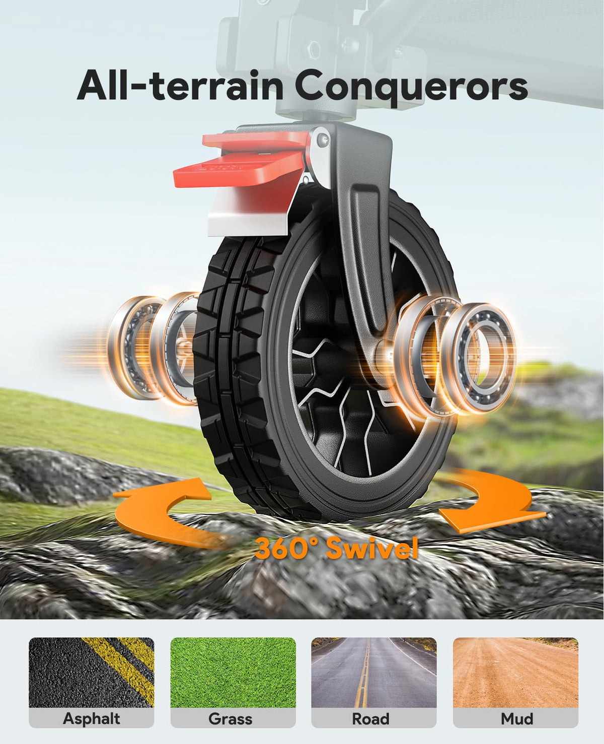 180L Foldable Wagon Cart with Wheels and Brakes N897