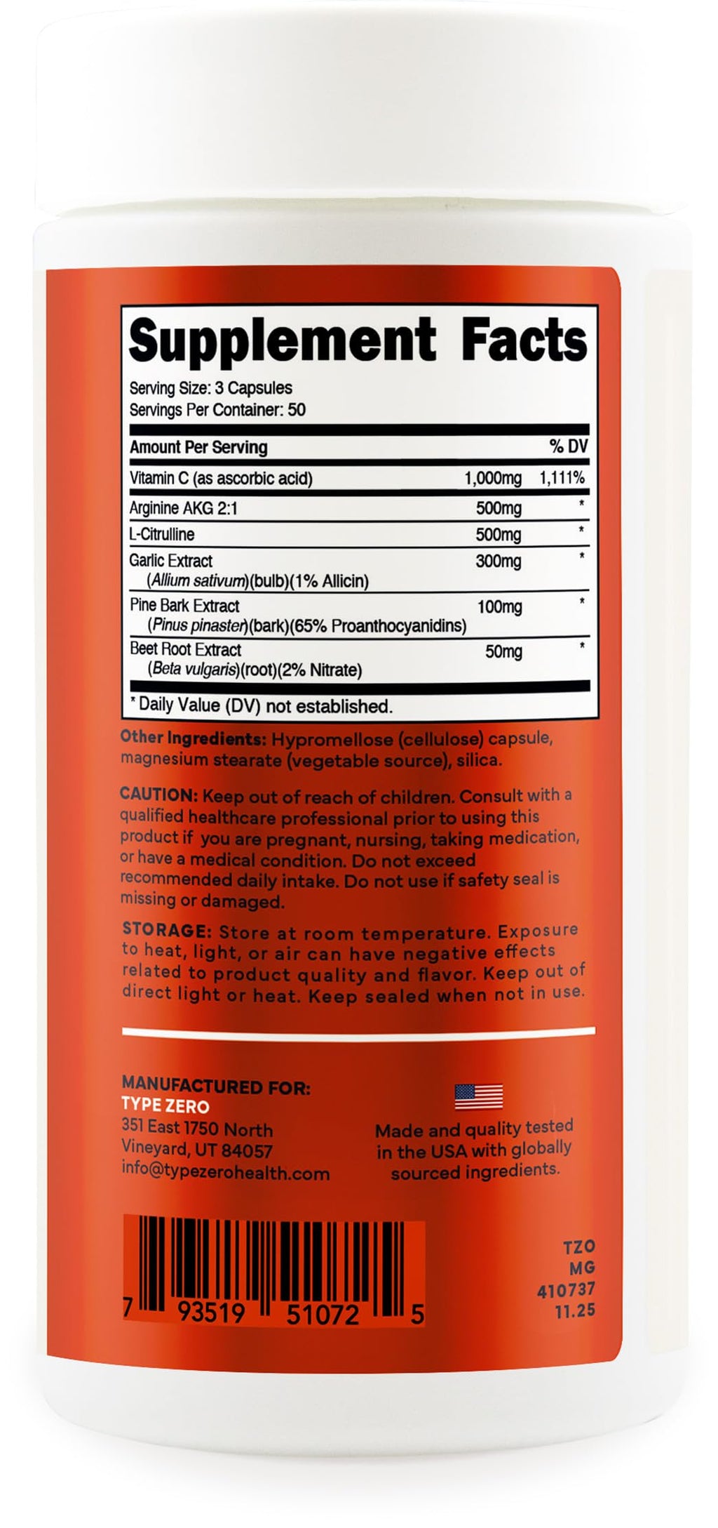 Nitric Oxide Booster 150 Veggie Capsules C1057