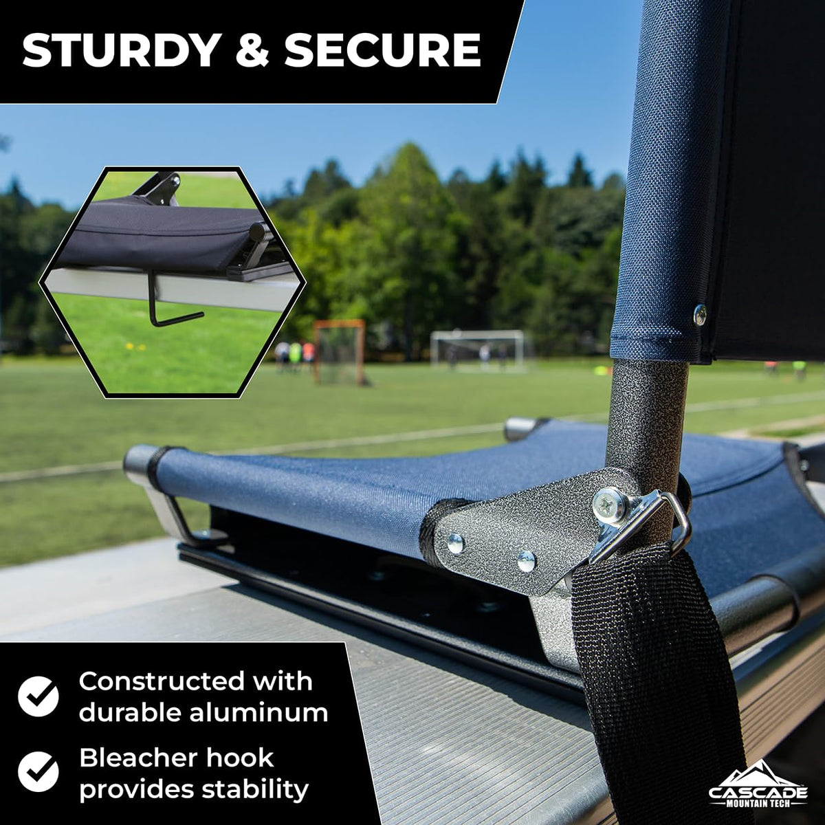 Portable Folding Steel Stadium Seats for Bleachers, Black N42678