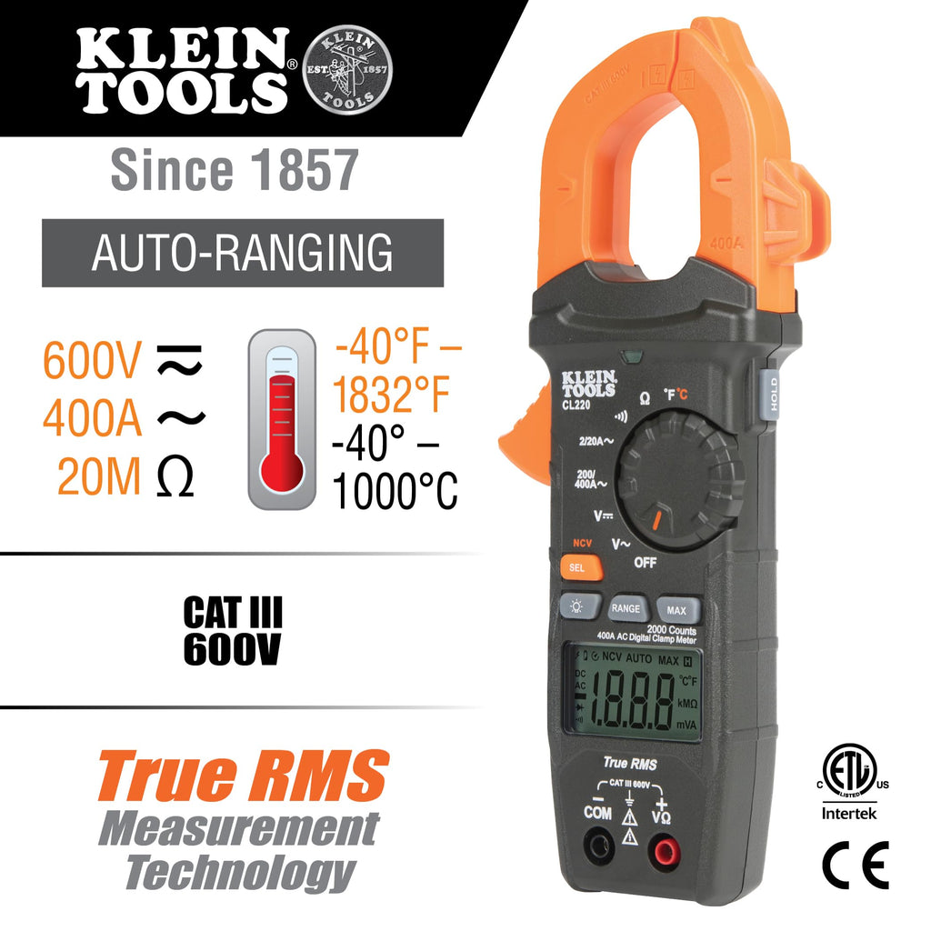 Digital Clamp Meter, Auto-Ranging 400 Amp AC Z78836