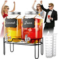 1 Gallon Glass Drink Dispenser 2 Pack with Fruit Infuser and Stand K358379
