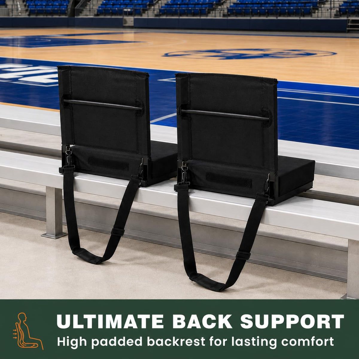 Folding Bleacher Seat with Cushion and Storage Pocket K814133