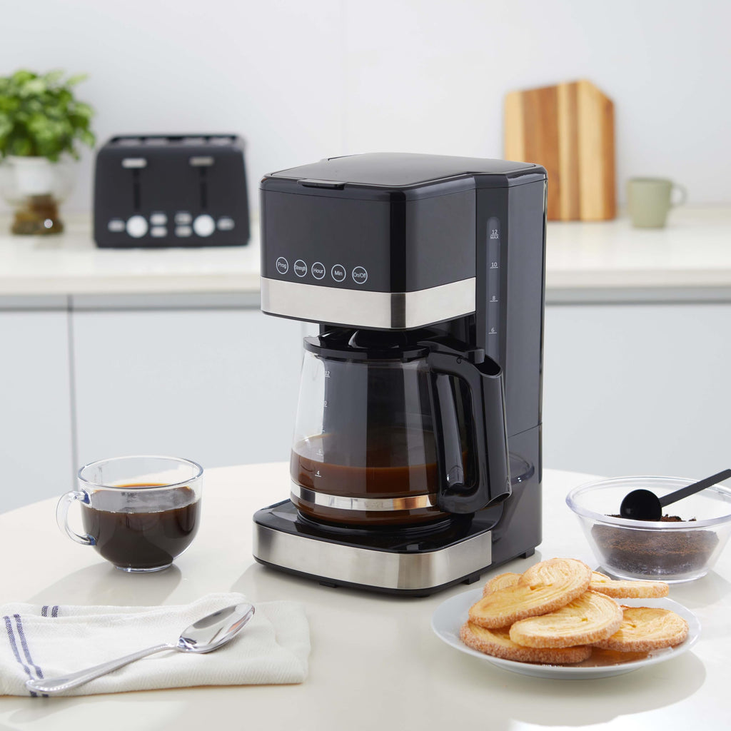 12 Cup Programmable Drip Coffee Maker with Glass Pot L119