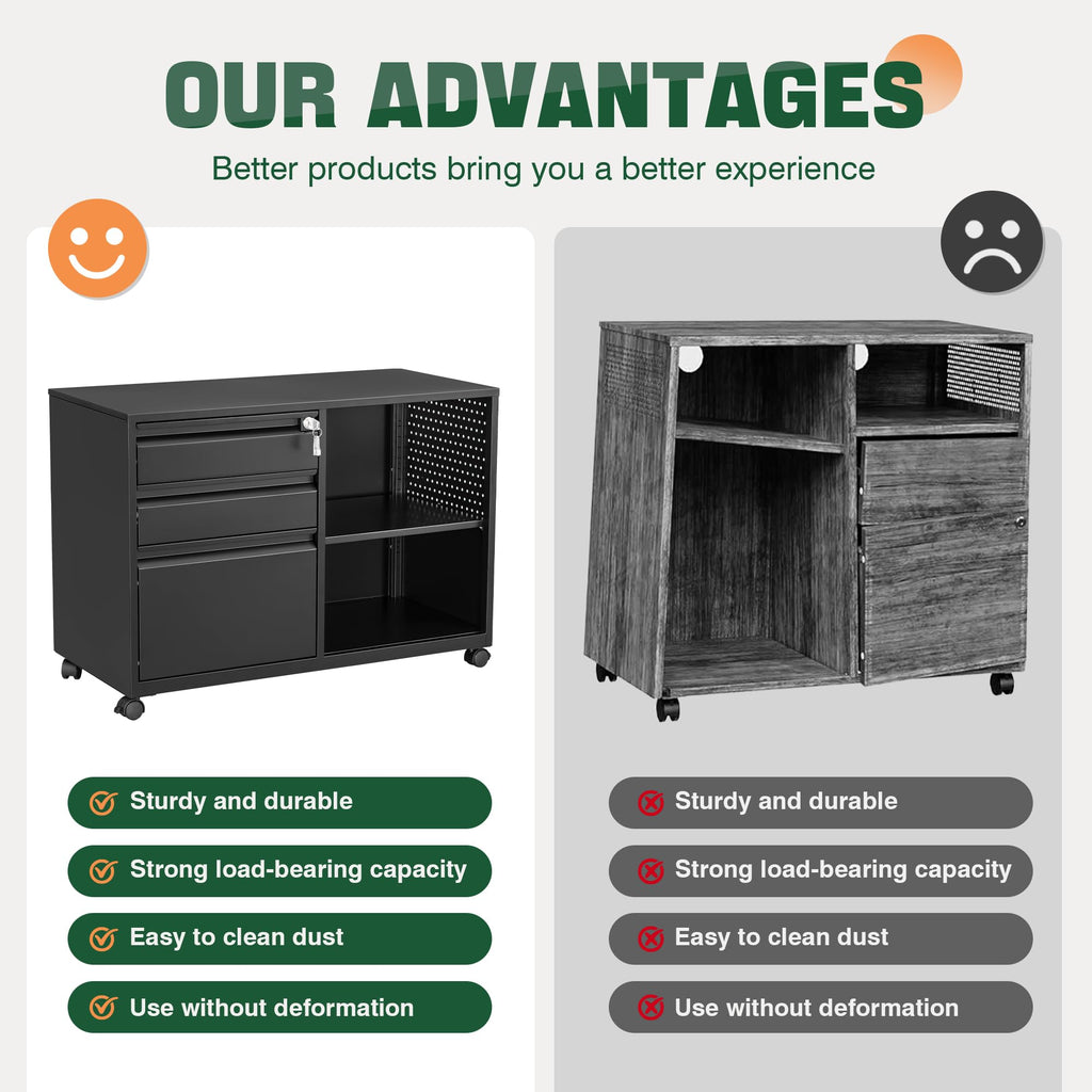 3 Drawer Metal File Cabinet with Lock U6655
