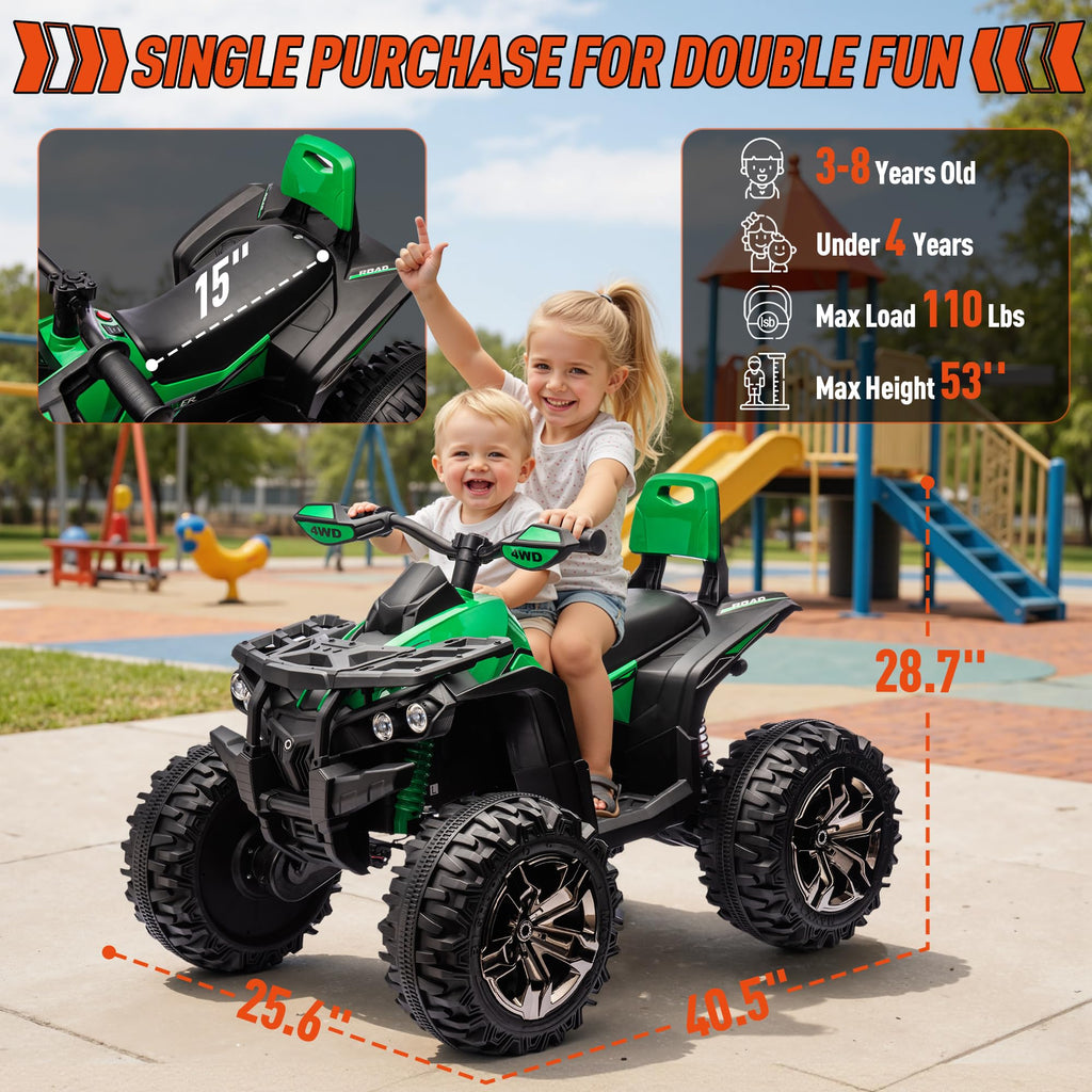 24V Kids ATV 4 Wheeler Green Z406