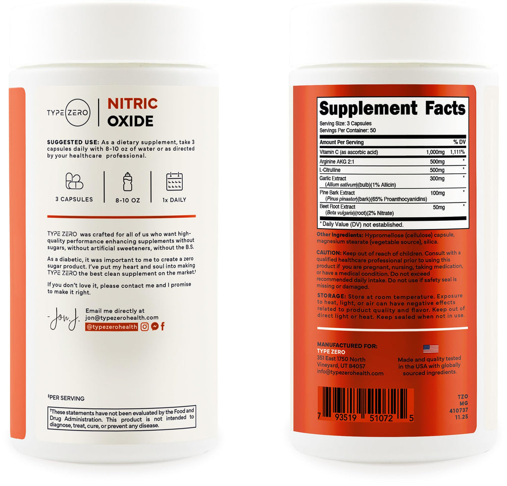 Nitric Oxide Booster 150 Veggie Capsules C1057