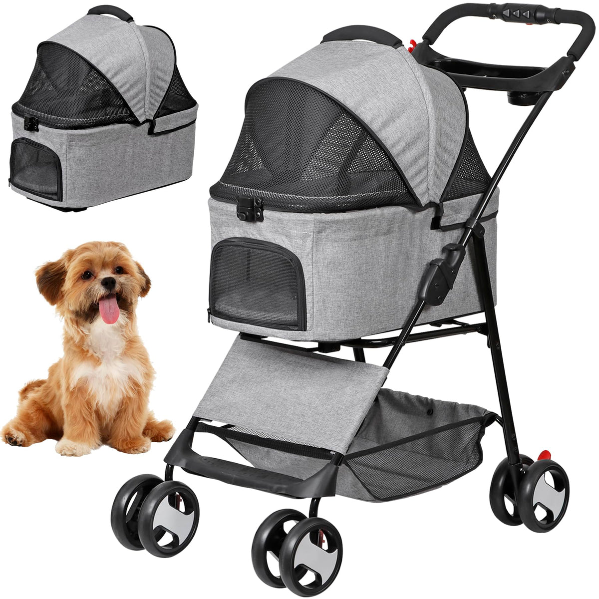 3 in1 Foldable Pet Stroller with 4 Wheels T2410
