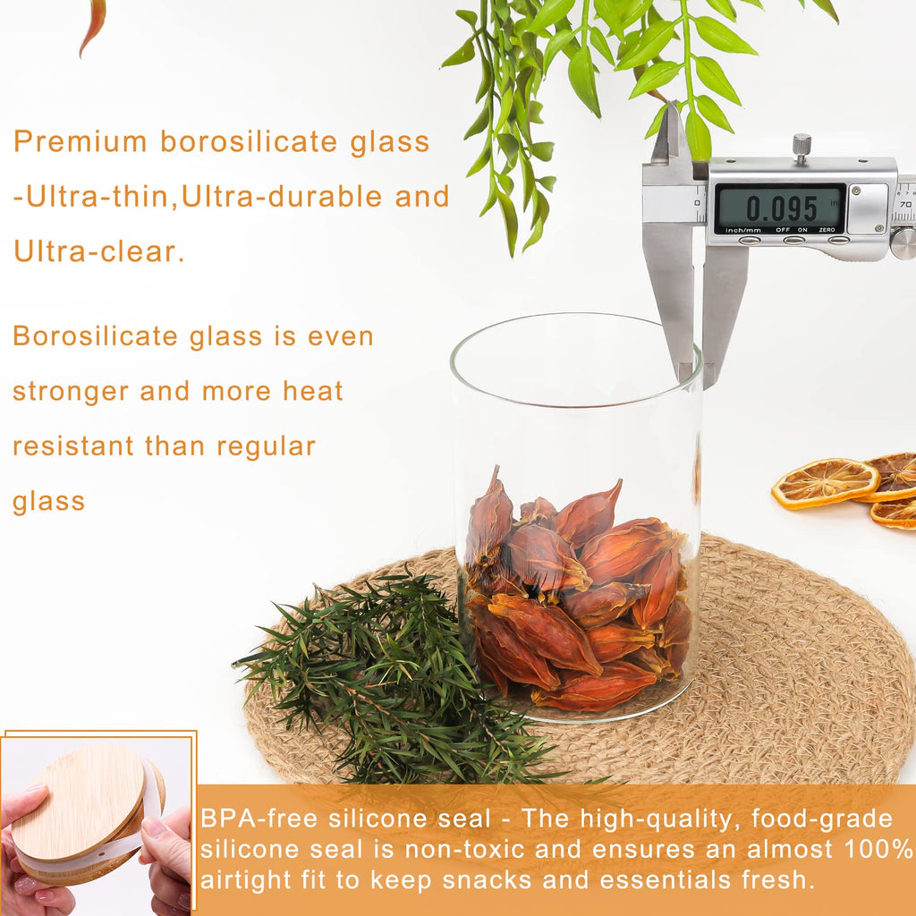 9 Pack 16 oz Glass Jars with Airtight Bamboo Lids X638