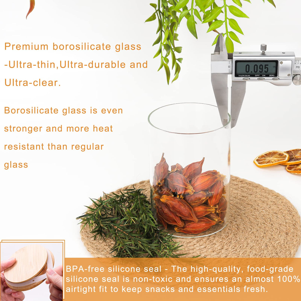 9 Pack 16 oz Glass Jars with Airtight Bamboo Lids X638