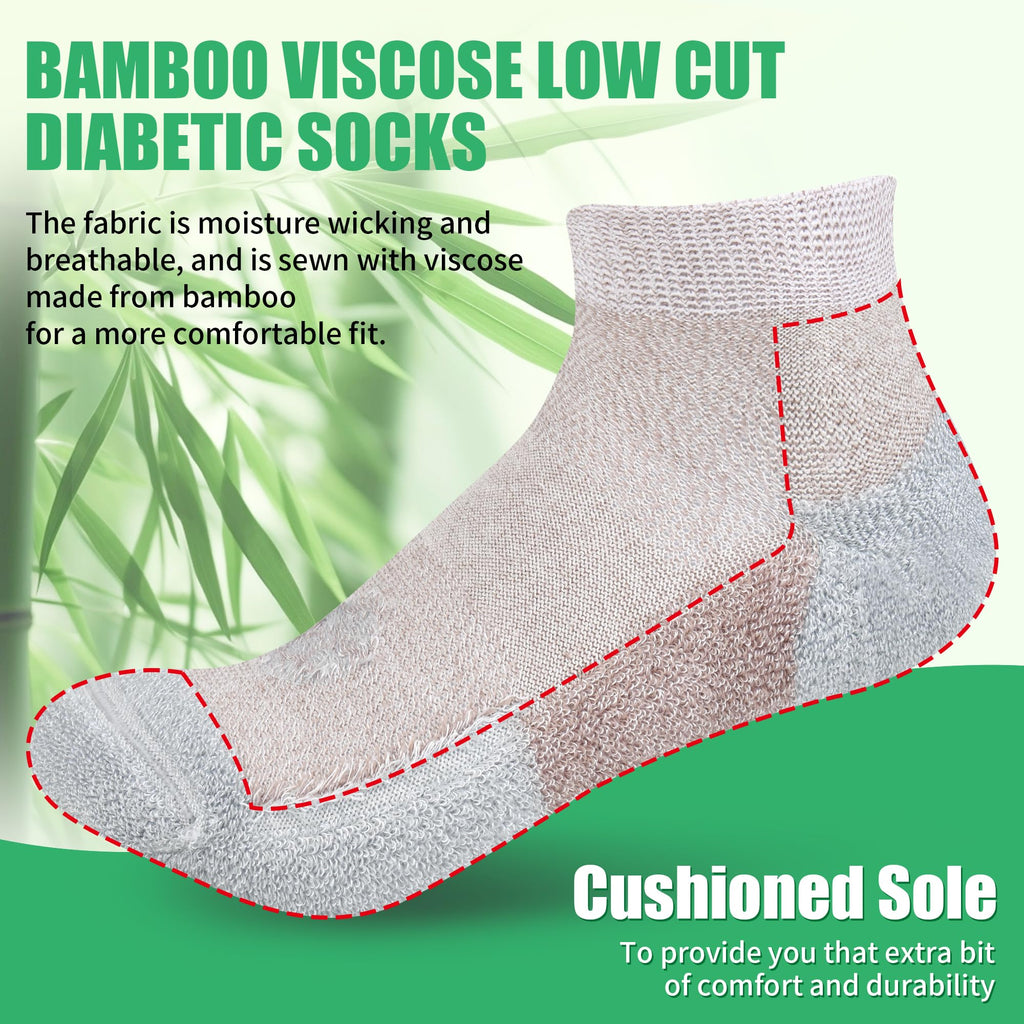 Low Cut Diabetic Socks for Men, 6 Pairs N286076