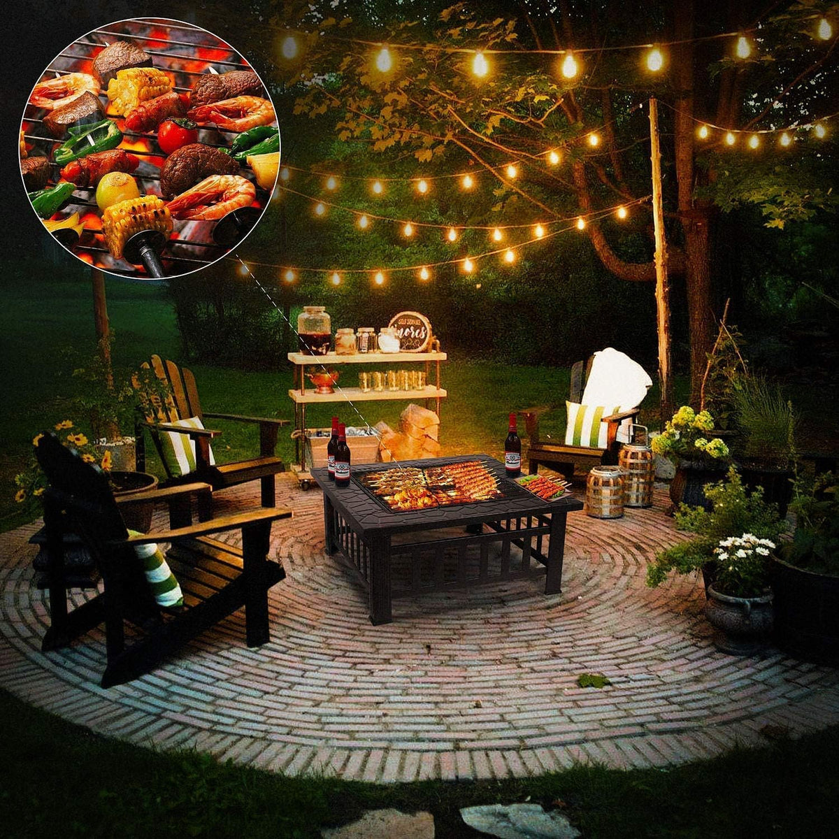 32'' Black Wood Burning Outdoor Fire Pit C888