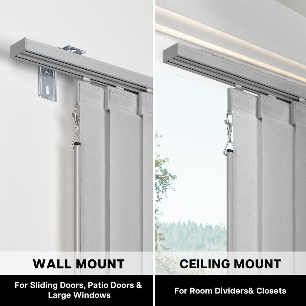 Adjustable Light Filtering Grey Panel Track Blinds V272