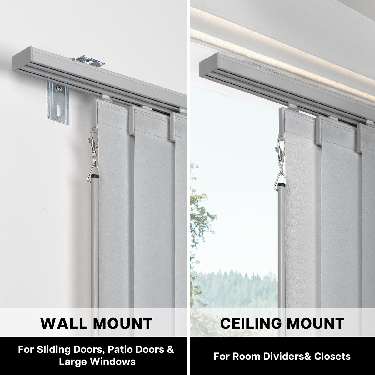 Adjustable Light Filtering Grey Panel Track Blinds V272