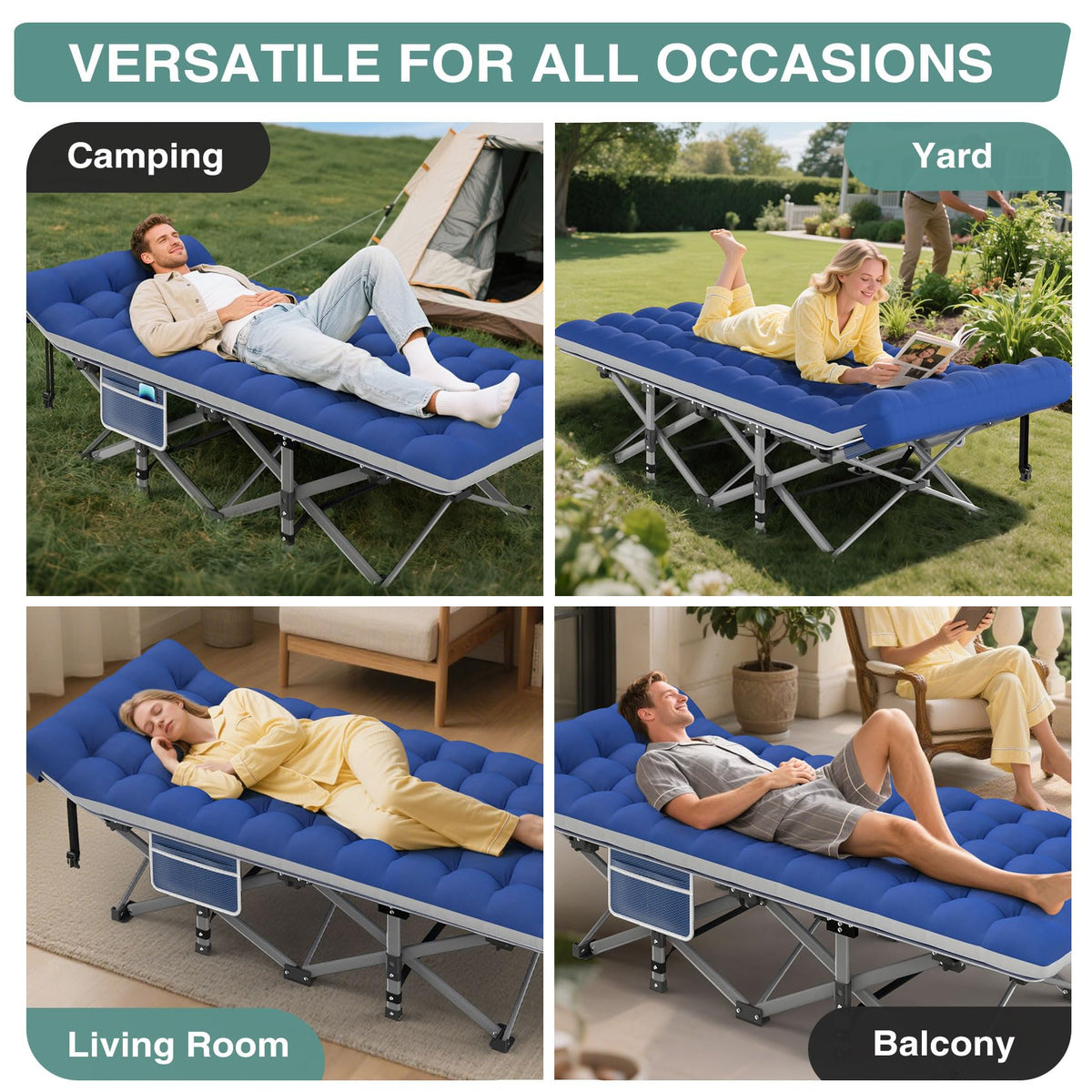 Folding Camping Cot with Mattress and Carry Bag N7912