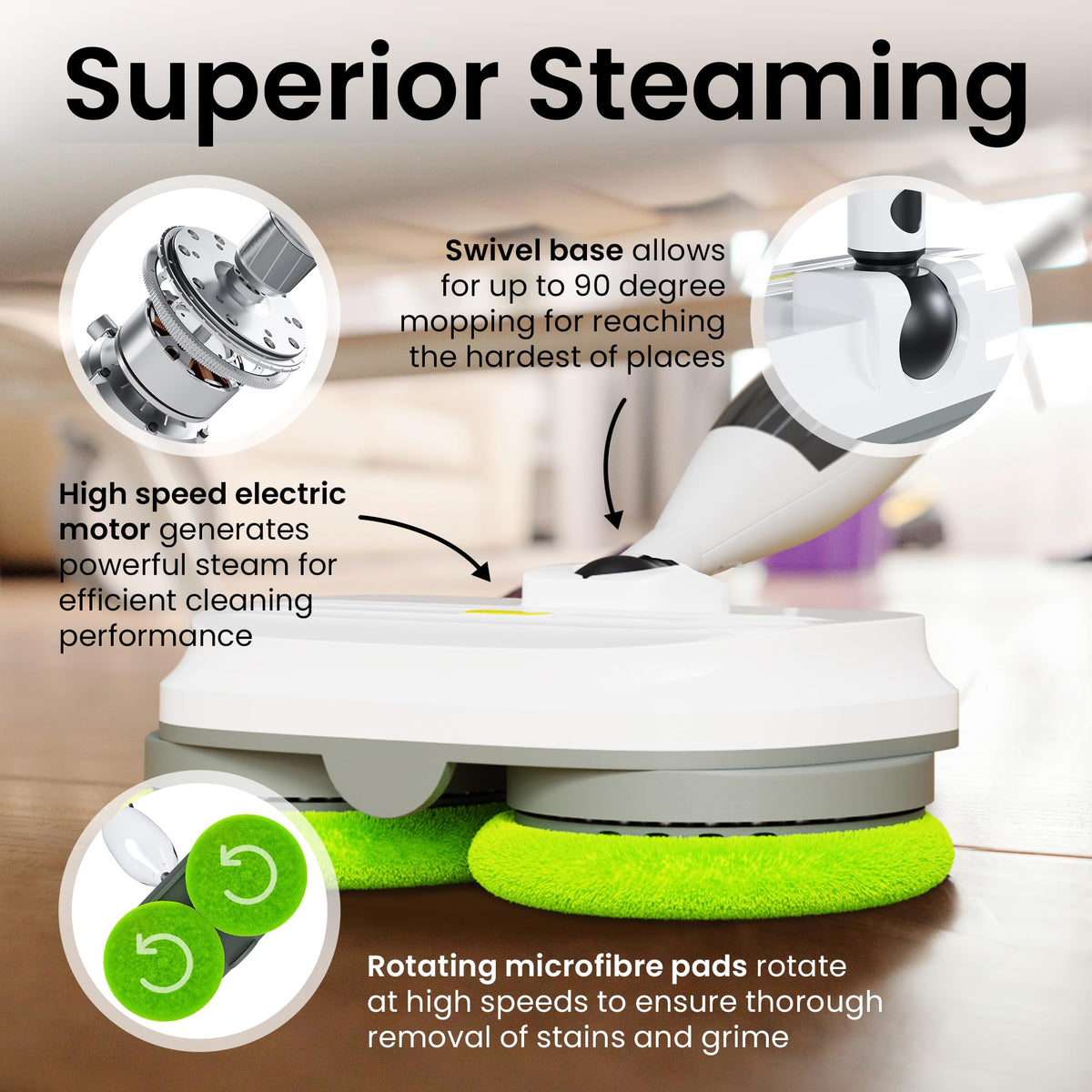 15-in-1 Electric Steam Mop with 3 Steam Modes N652483