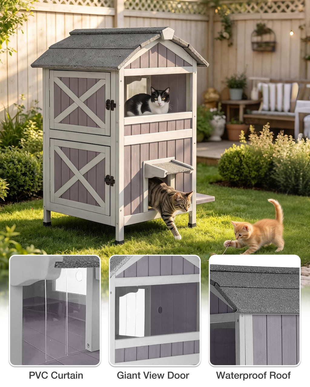 Weatherproof 2-Story Outdoor Cat House Z1387