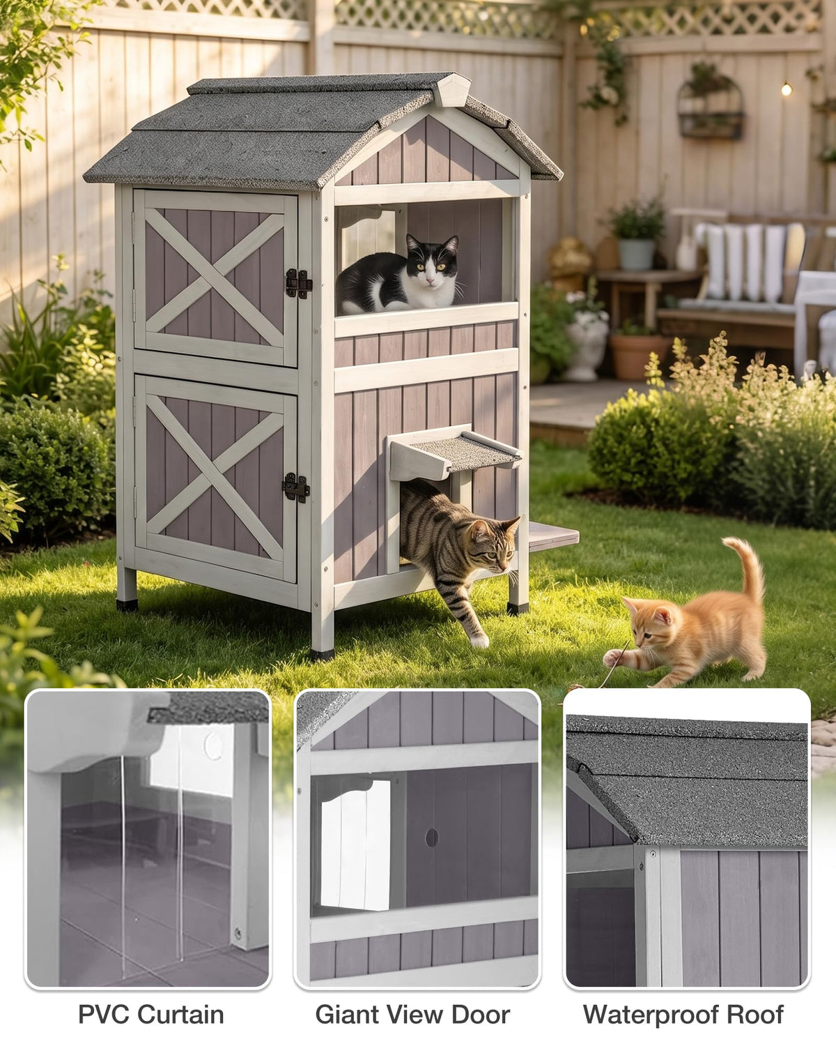 Weatherproof 2-Story Outdoor Cat House Z1387