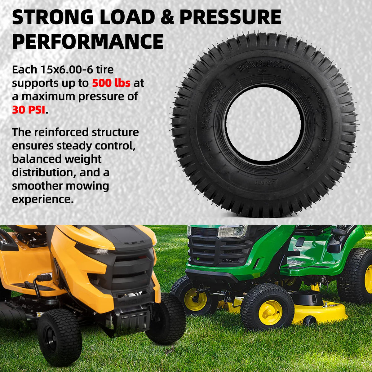 15x6.00-6 Tubeless Tire 4 Ply Turf Treads F2133