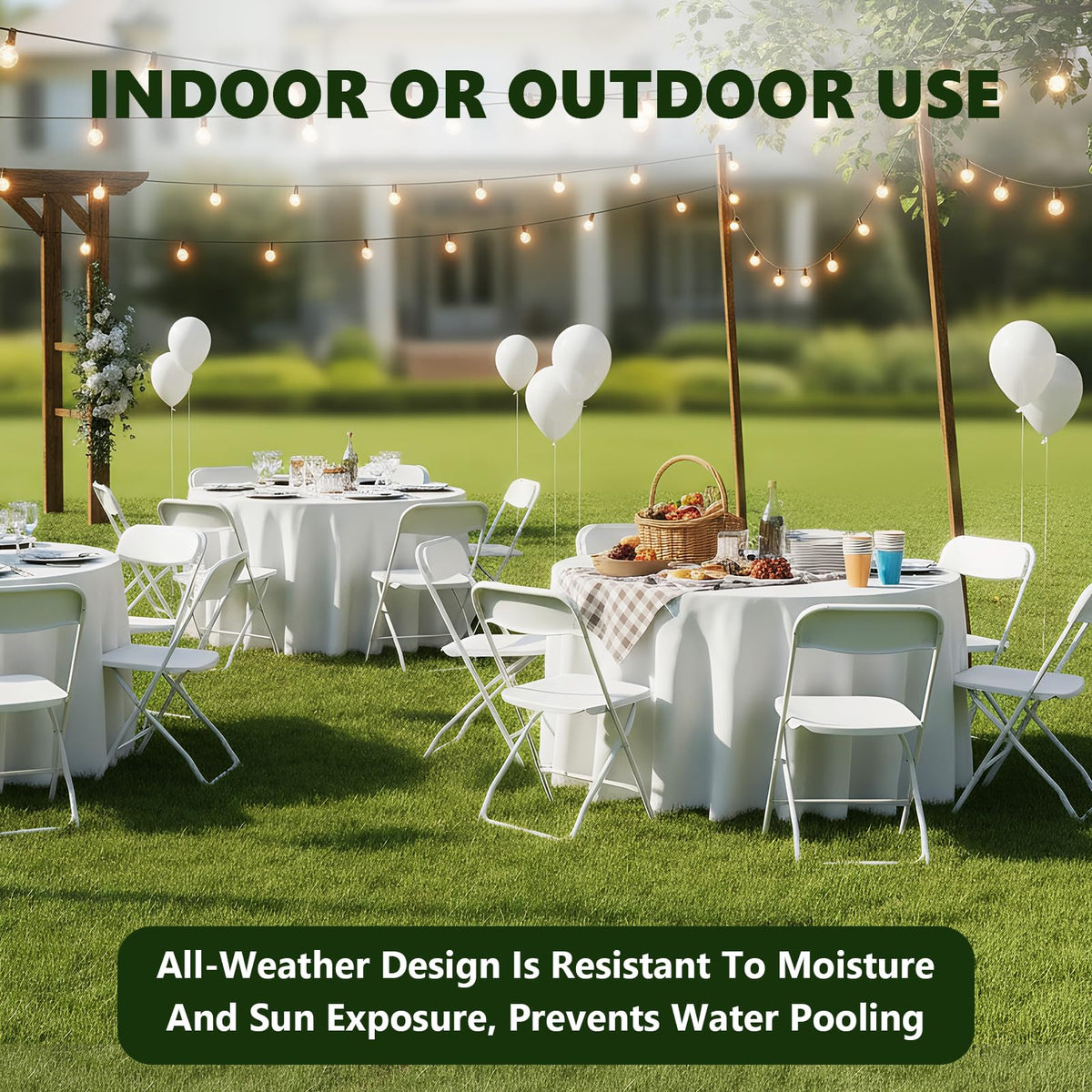 White 10 Pack Plastic Folding Chairs with Metal Frame J151933