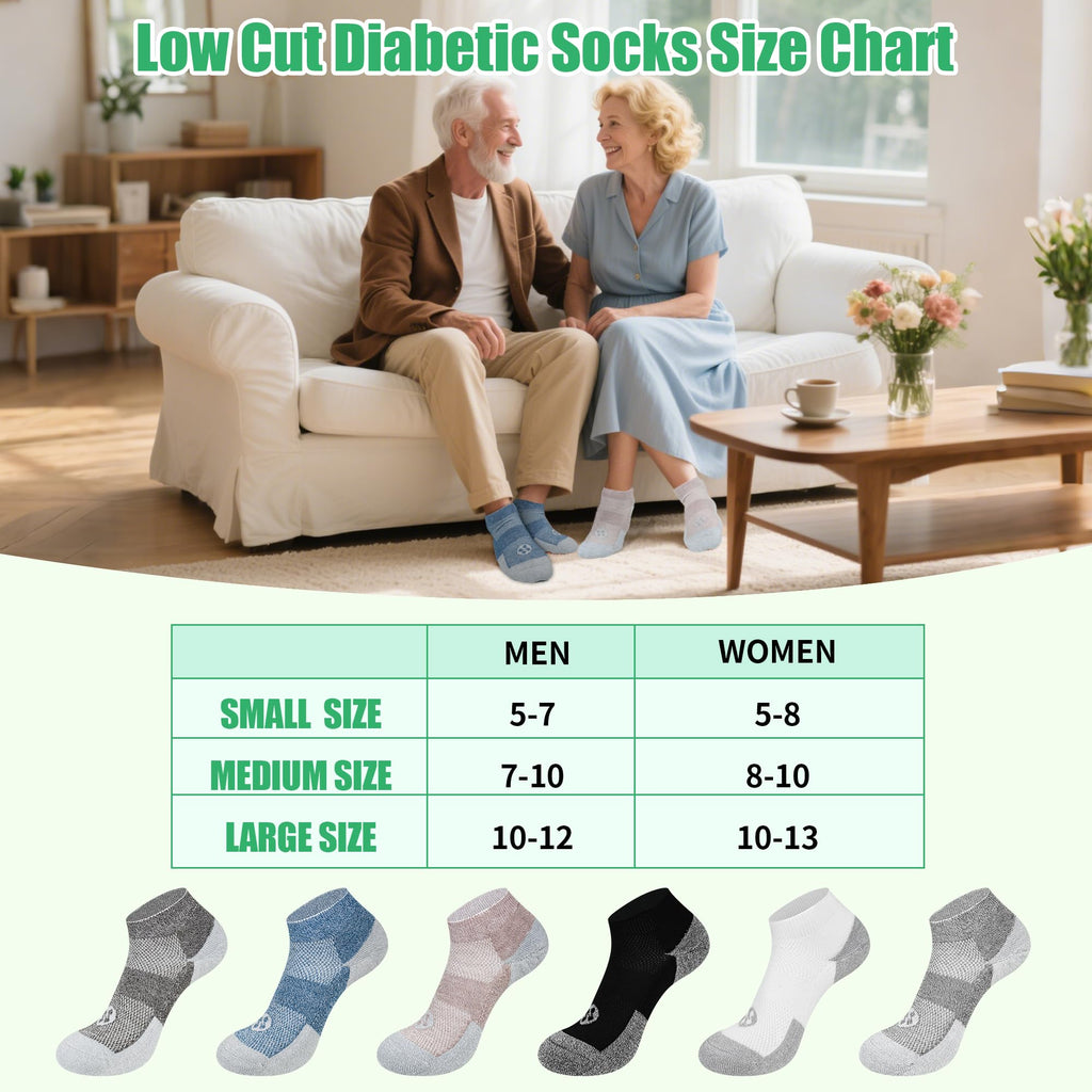 Low Cut Diabetic Socks for Men, 6 Pairs N286076