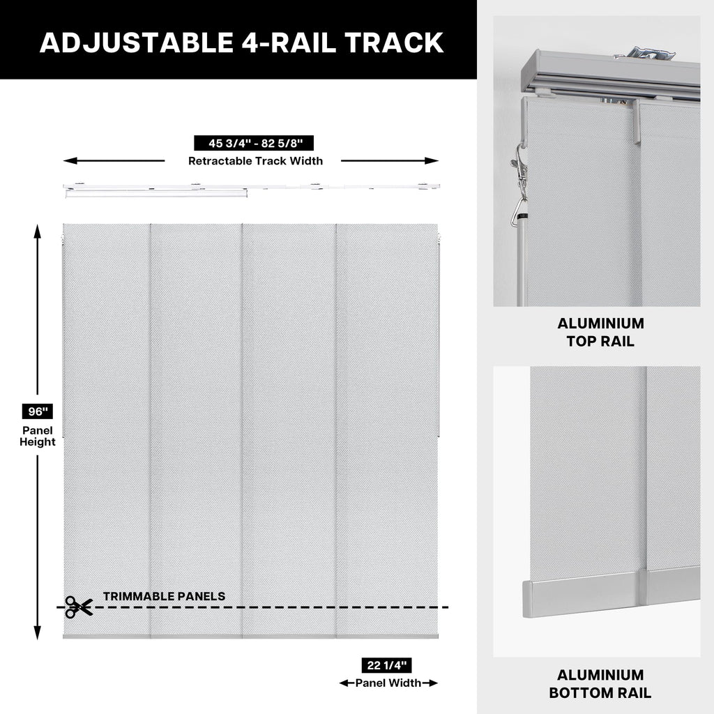 Adjustable Light Filtering Grey Panel Track Blinds V272