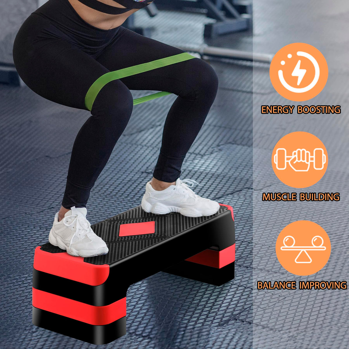 27'' Adjustable Non-Slip Aerobics Stepper with 4 Risers B58734