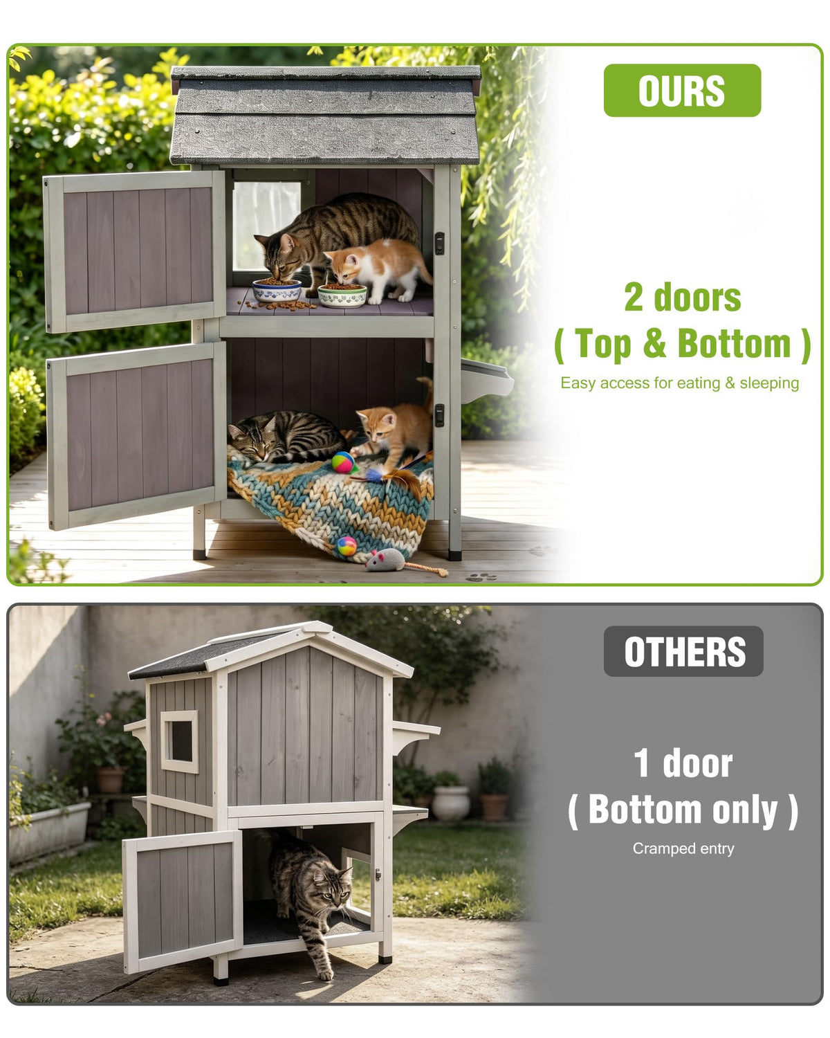 Weatherproof 2-Story Outdoor Cat House Z1387