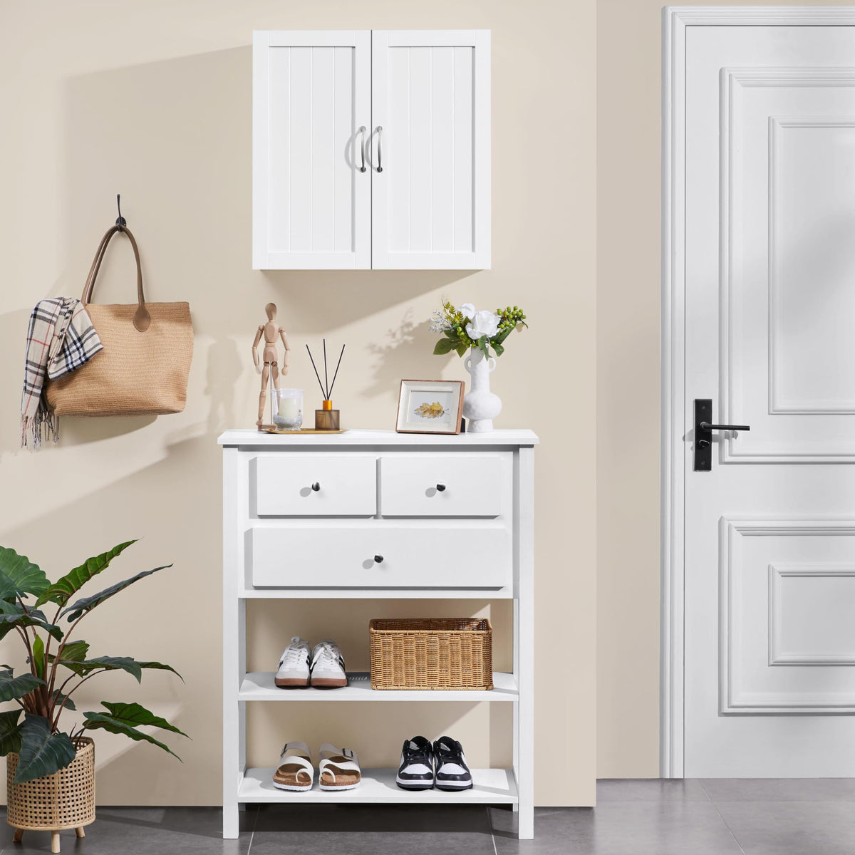 Wall Mounted White Bathroom Storage Cabinet with Doors L799