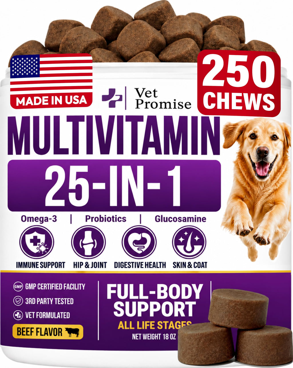 Dog Vitamins and Supplements, 250 Chews T8735
