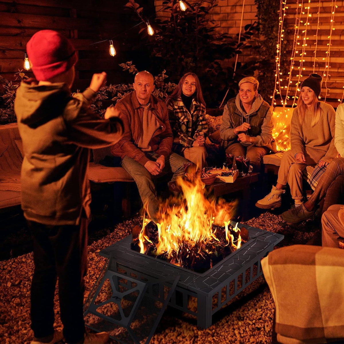 32'' Black Wood Burning Outdoor Fire Pit C888