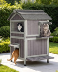 Weatherproof 2-Story Outdoor Cat House Z1387