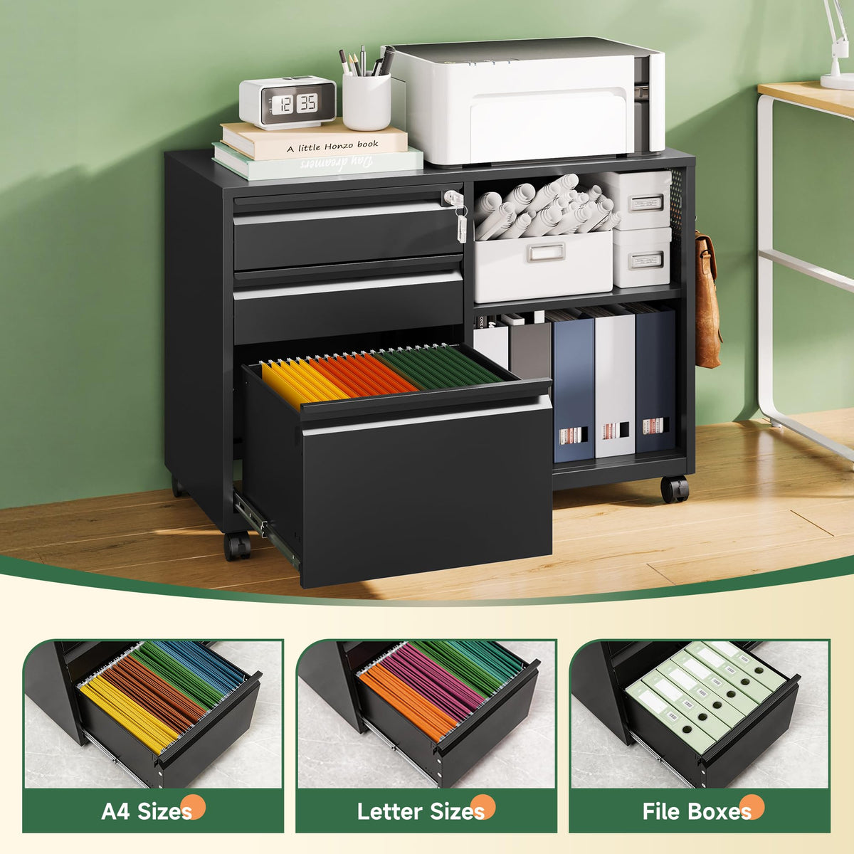 3 Drawer Metal File Cabinet with Lock U6655