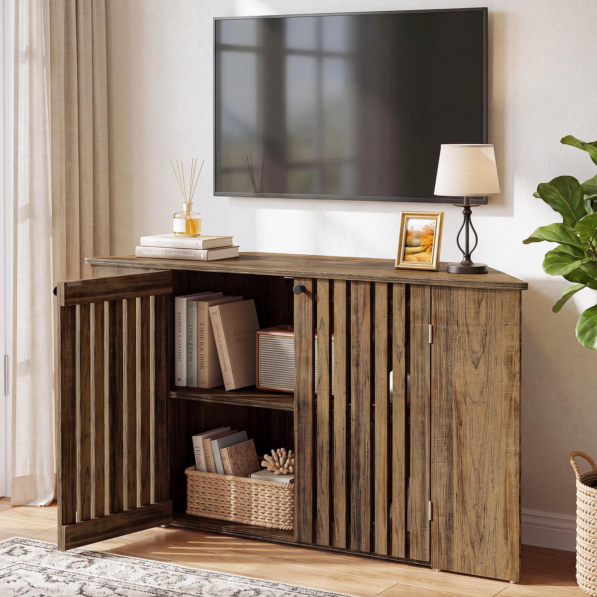 53" Farmhouse Corner TV Stand with Storage G51323