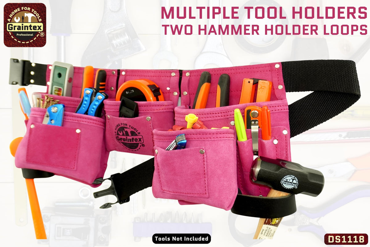 Pink 8 Pocket Suede Leather Tool Belt B64429