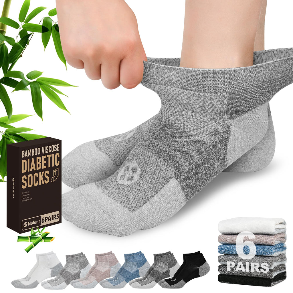 Low Cut Diabetic Socks for Men, 6 Pairs N286076