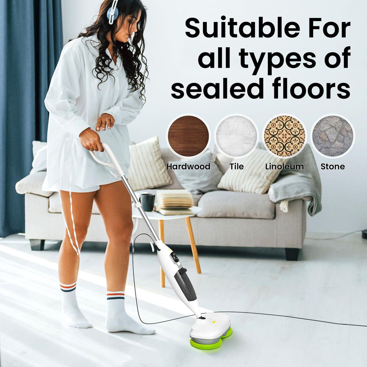 15-in-1 Electric Steam Mop with 3 Steam Modes N652483