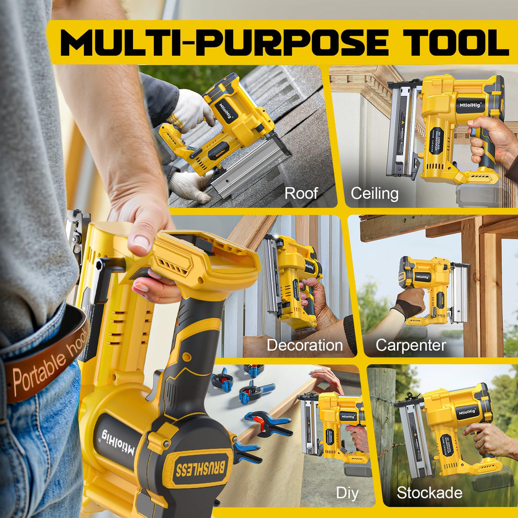 Cordless 2" Brad Nailer, 18 Gauge 2-in-1 Nail Gun/Staple Gun I324