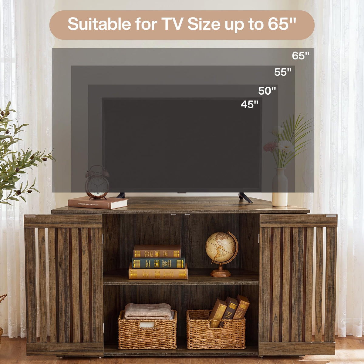 53" Farmhouse Corner TV Stand with Storage G51323