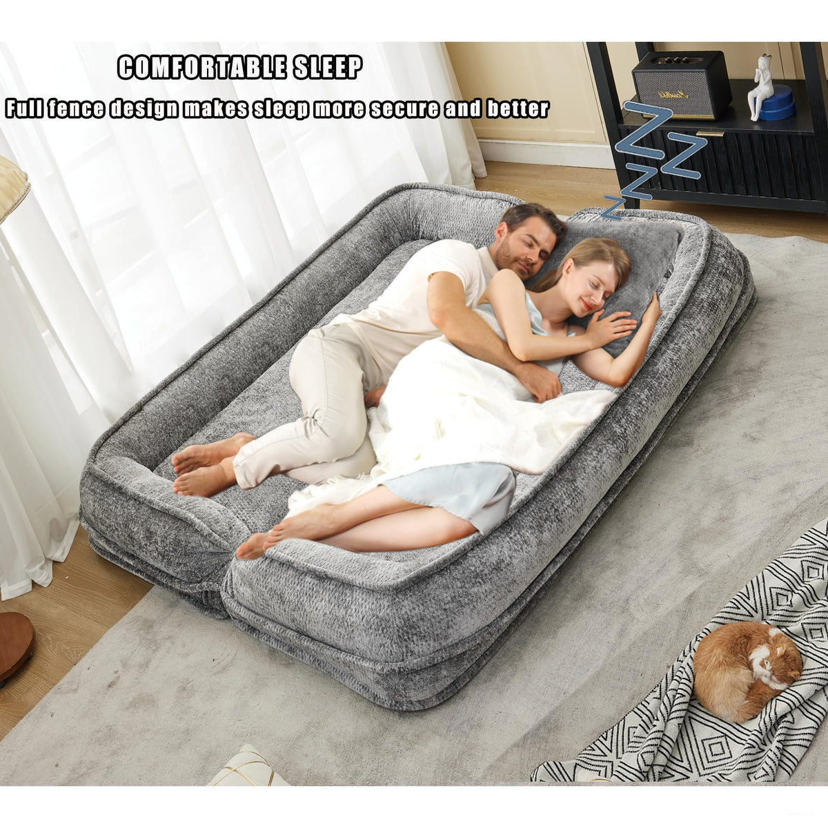 Light Gray Folding Floor Sofa Bed Z595625