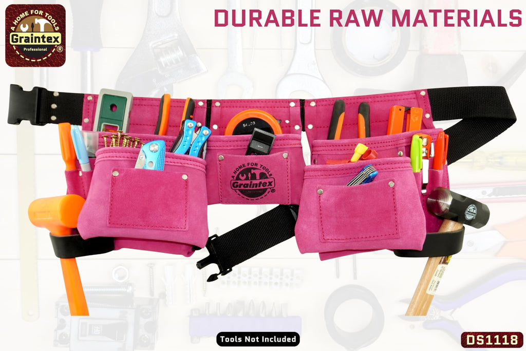 Pink 8 Pocket Suede Leather Tool Belt B64429