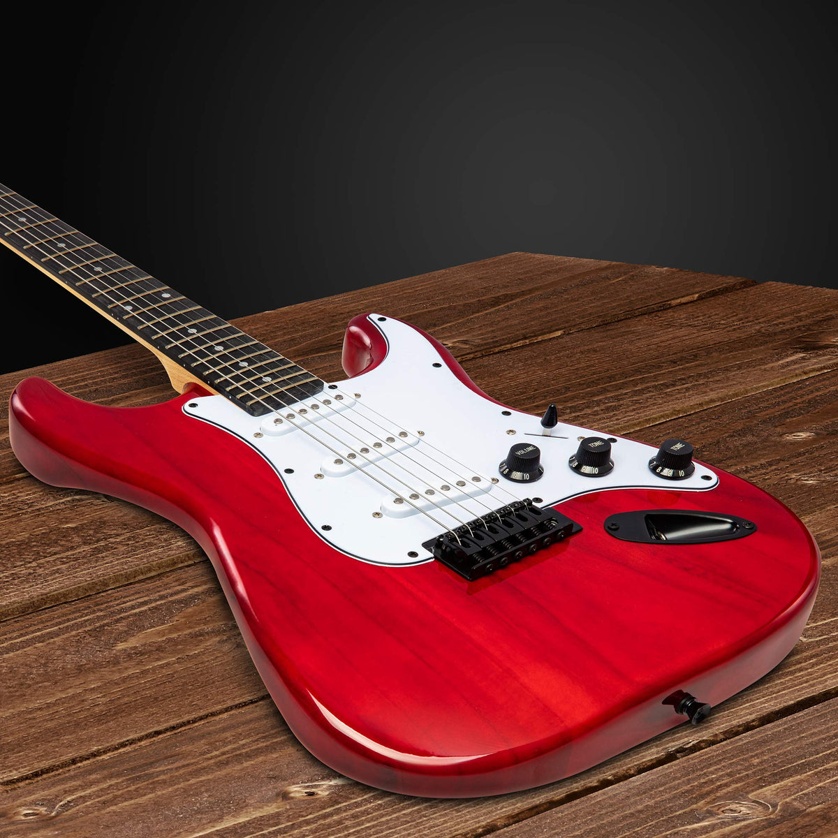 39” Electric Guitar Kit with Amp Cable, 6 Picks, Solid Wood Body, Red L754715