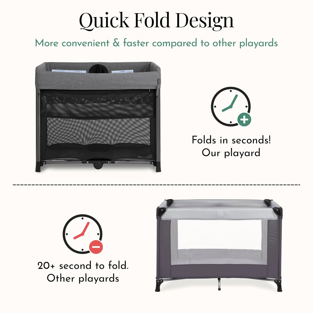 Portable Playard with Instant Fold and Bassinet, Grey M69279